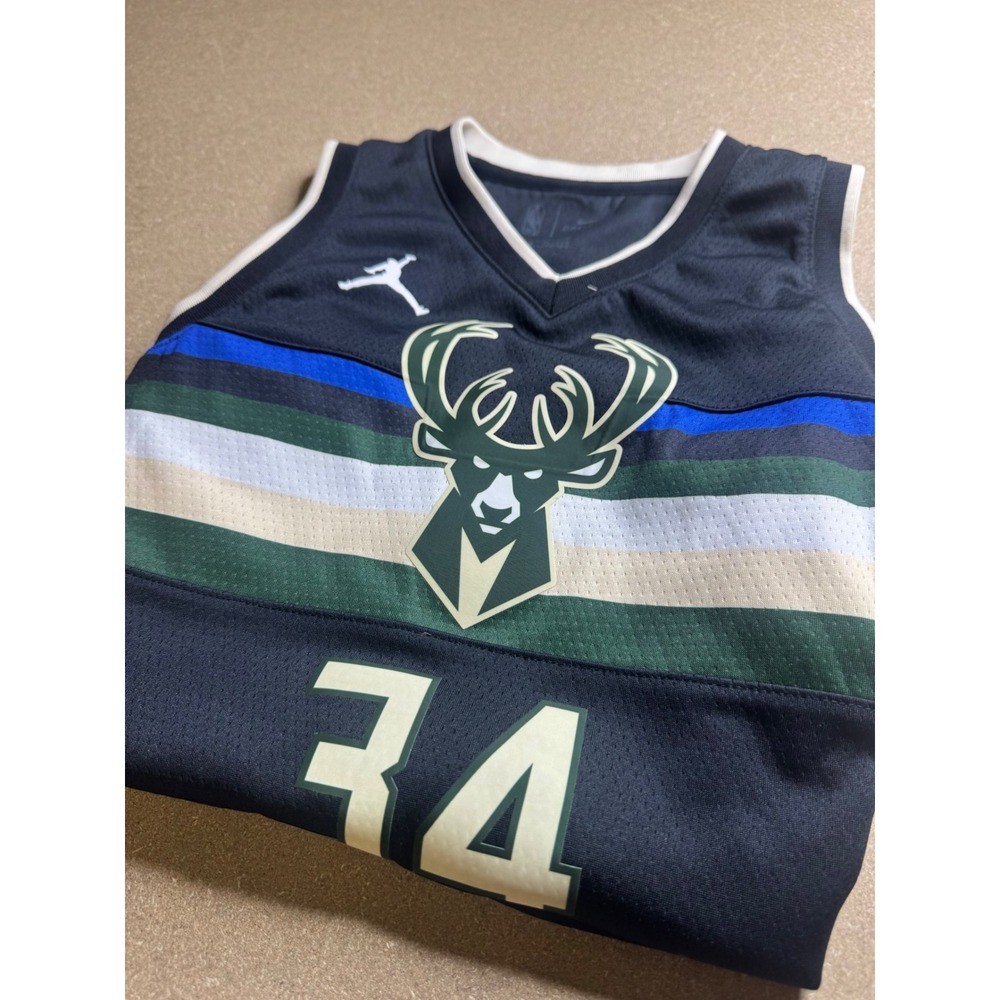 Jordan Milwaukee Bucks Giannis Antetokounmpo 34 Statement Jersey Mens M Black